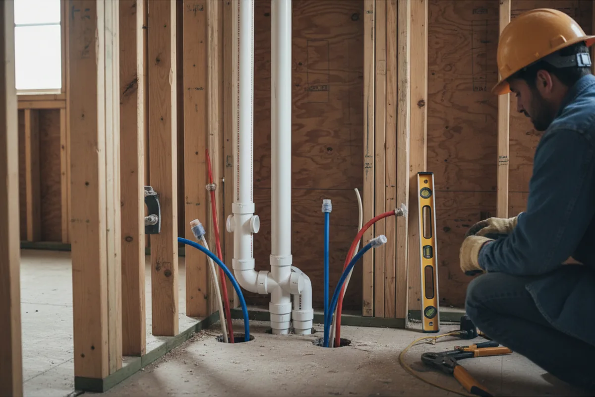 Drain and supply rough-in during Drain Cleaning in Vancleve
