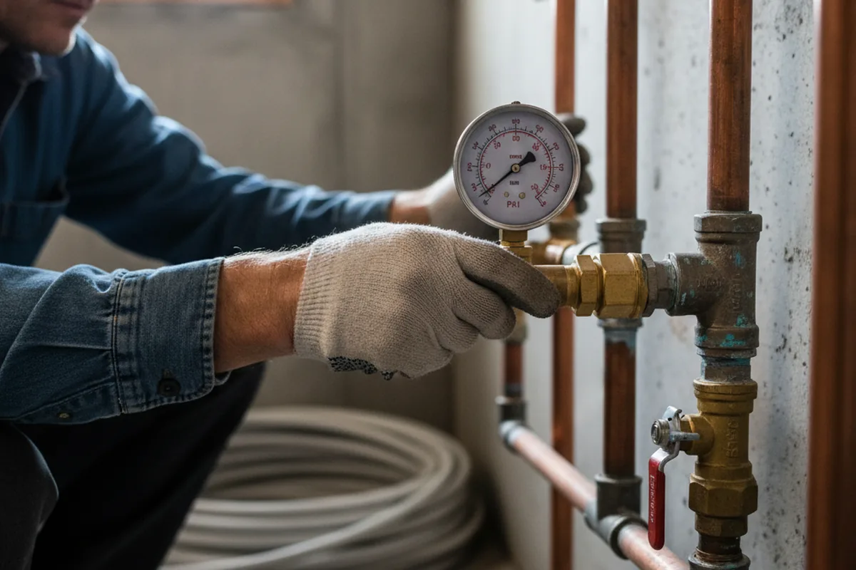 Pressure testing a repaired line during Water Line Repair in Vancleve